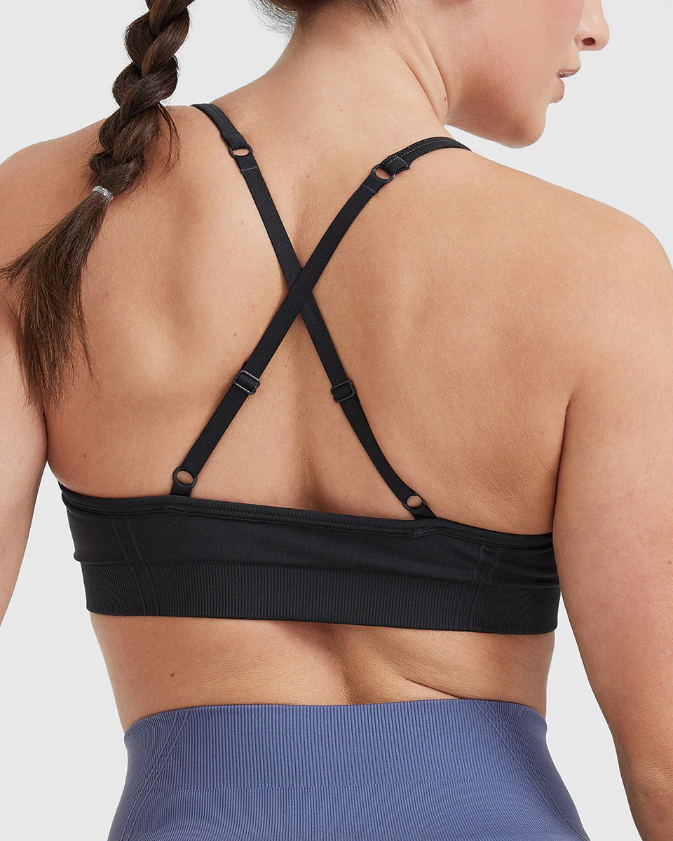 EffortlessLift™ Strappy Bralette with White Logo | Coal - Image 5