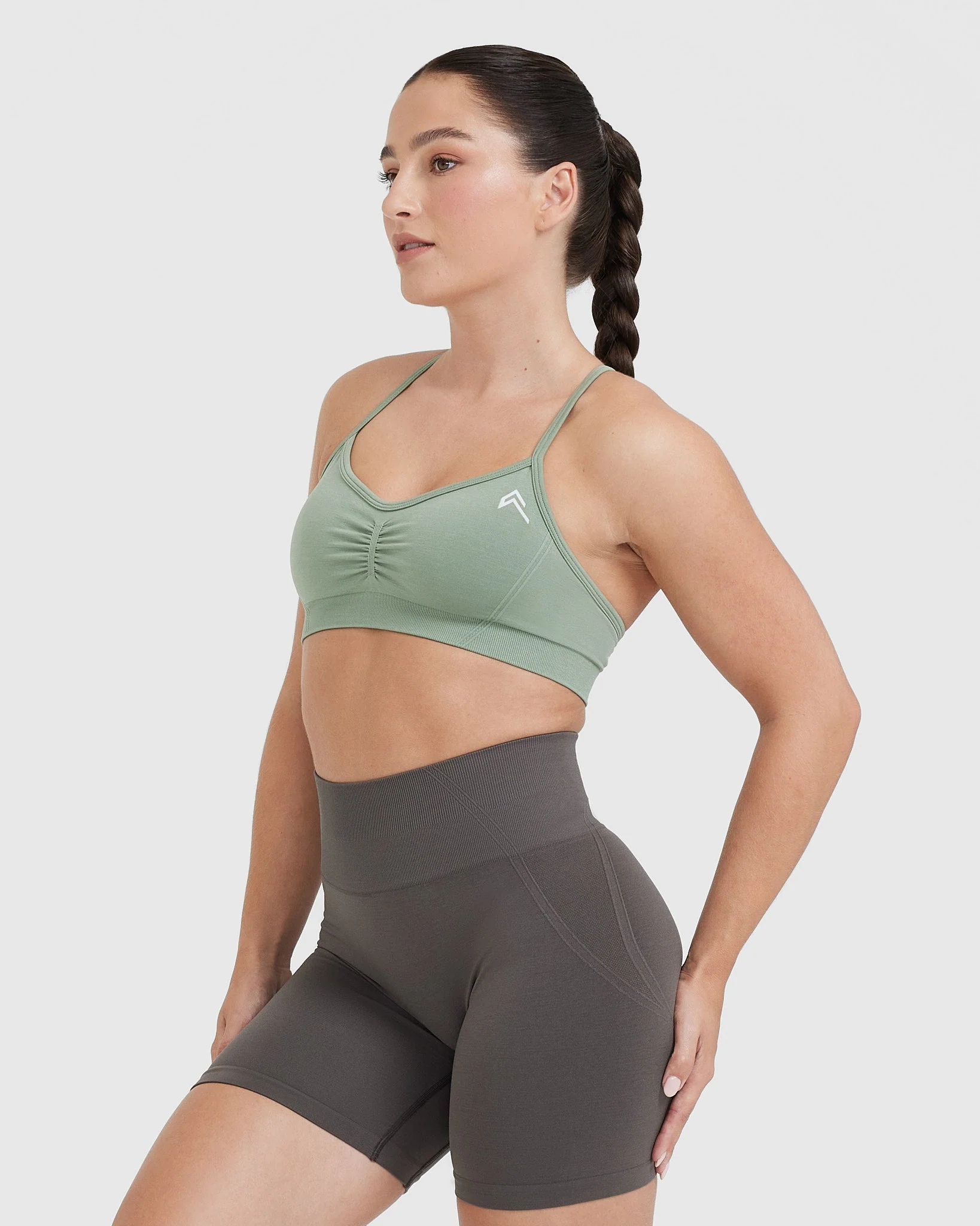 EffortlessLift™ Strappy Bralette with White Logo | Sage - Image 3