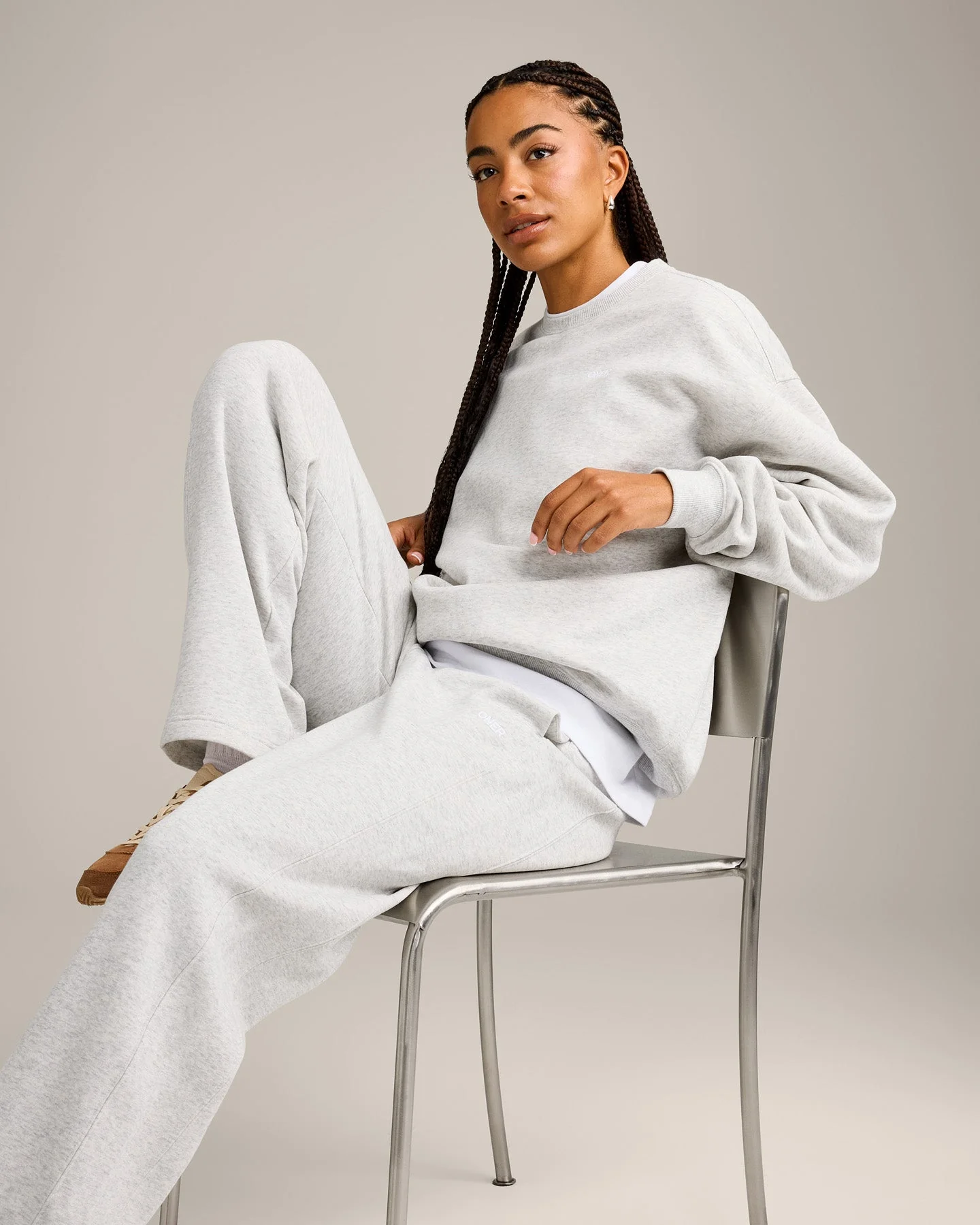Foundations Cosy Crew Neck Sweatshirt | Light Grey Marl - Image 6