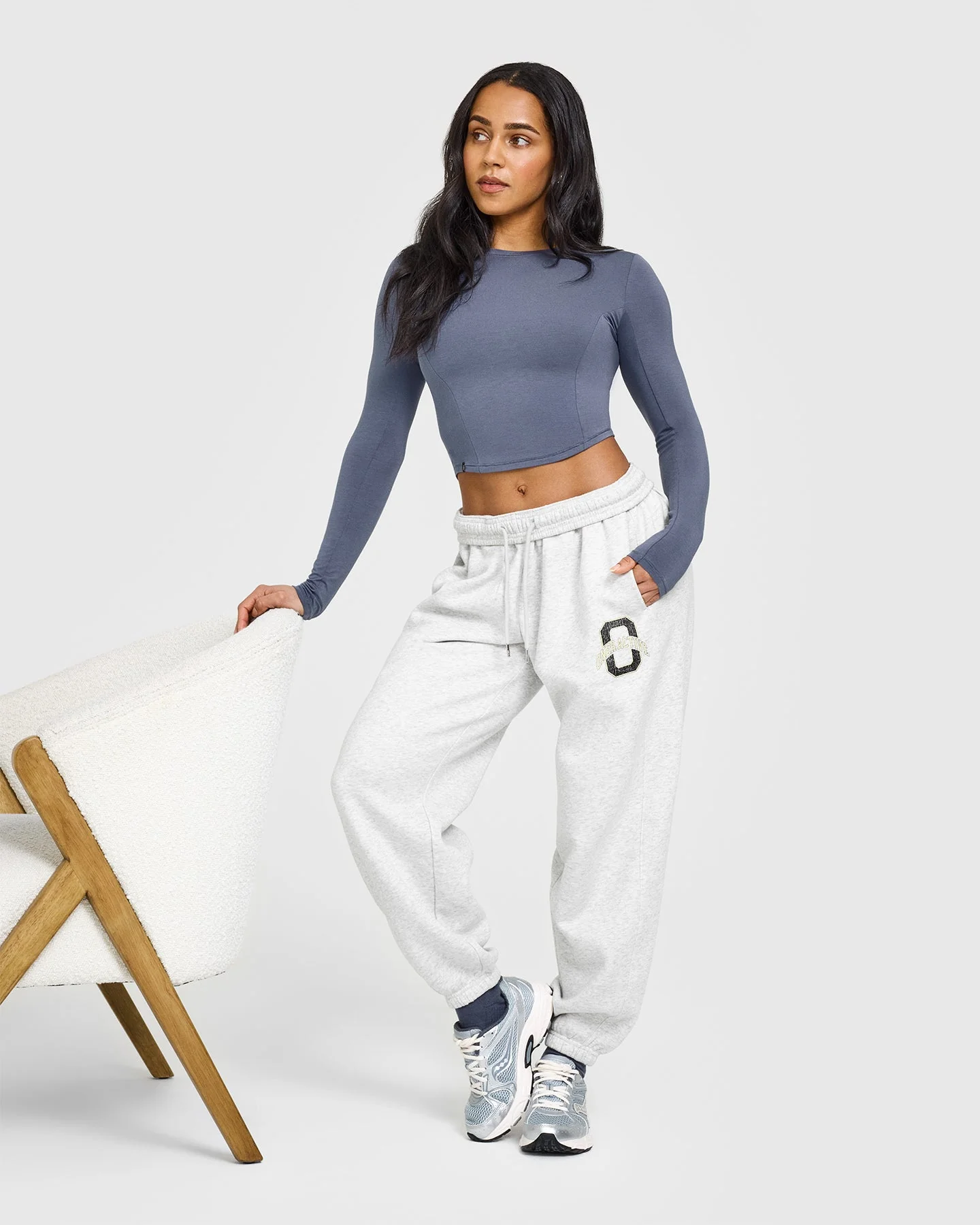 Foundations Joggers With Printed Graphic | Light Grey Marl - Image 3