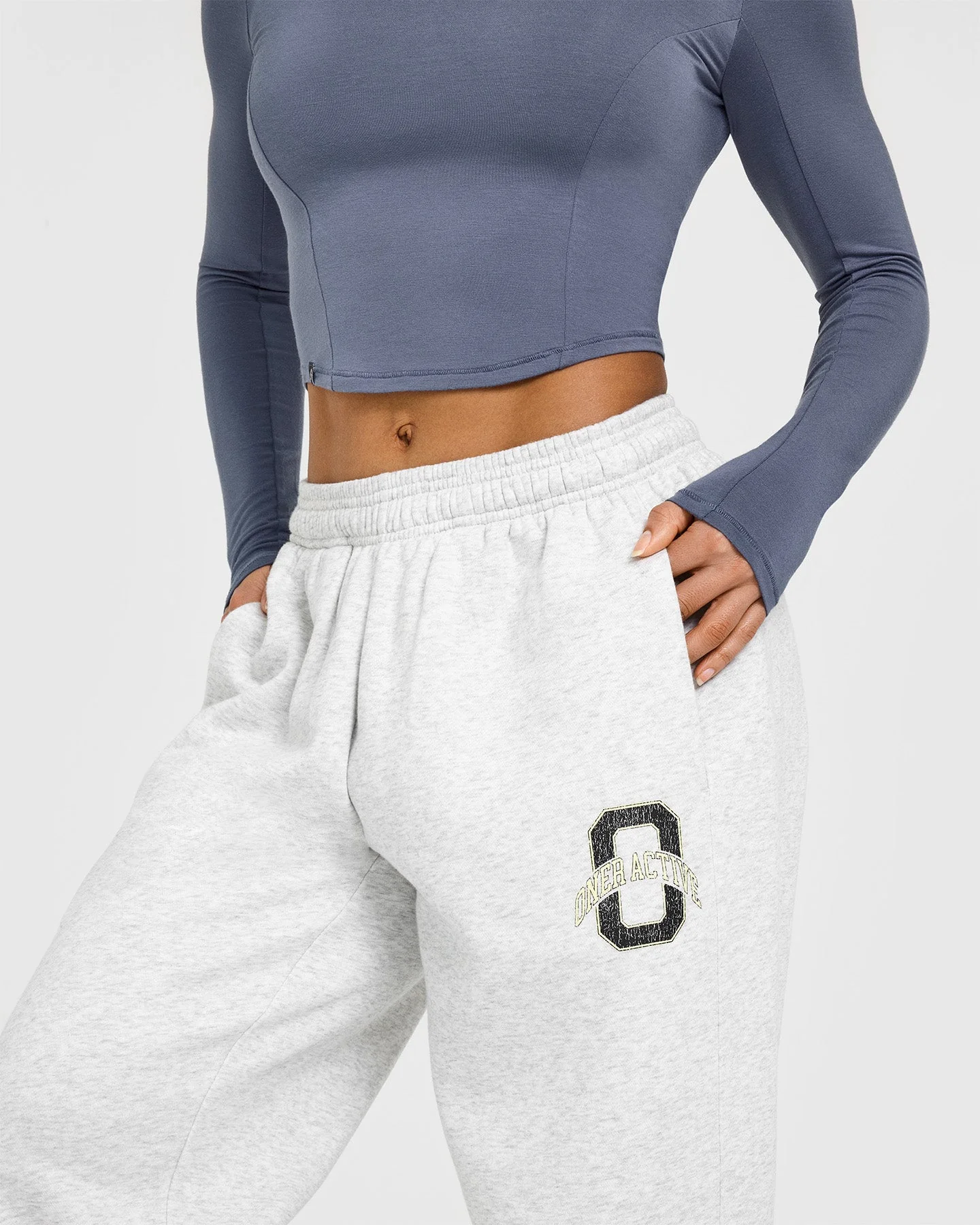 Foundations Joggers With Printed Graphic | Light Grey Marl - Image 4