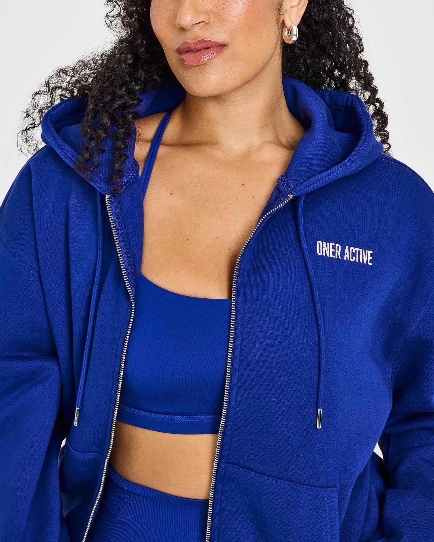 Foundations Zip Through Hoodie With Printed Graphic | Strong Blue - Image 5