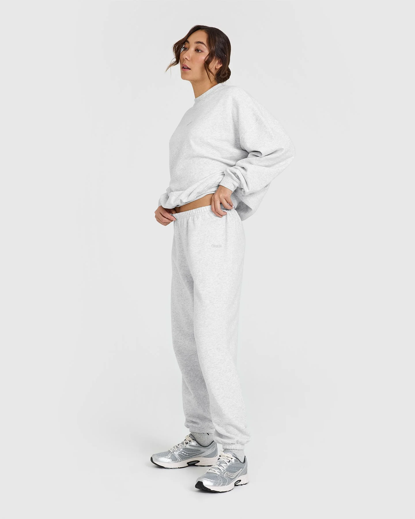 Mid Weight Joggers | Light Grey Marl - Image 3