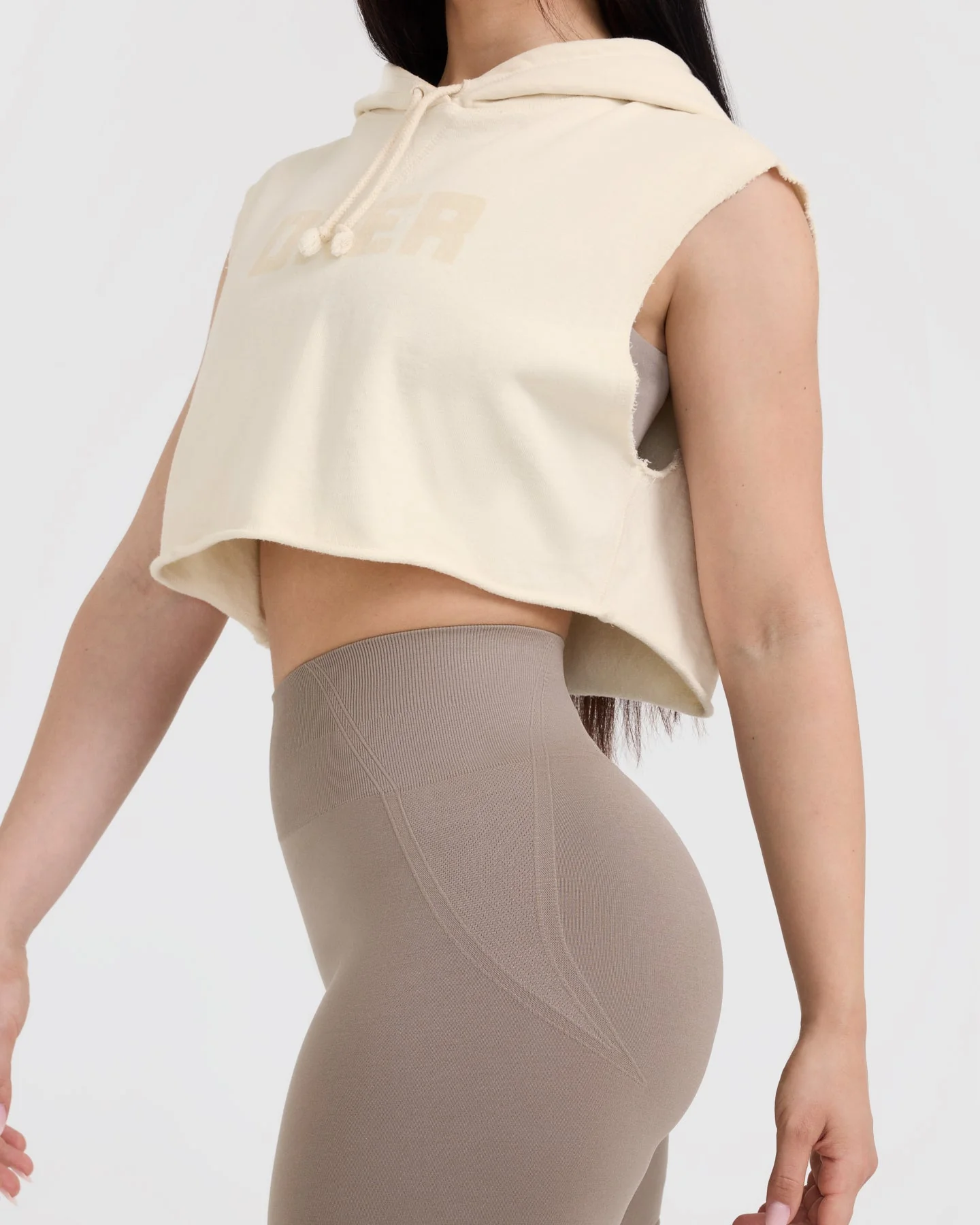 Raw Lounge Sleeveless Crop Hoodie | Off White - Image 5