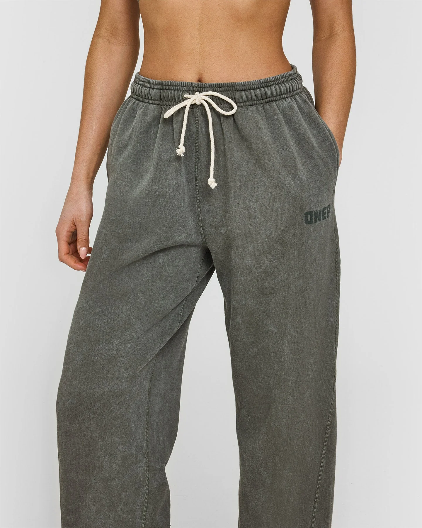 Raw Lounge Wide Leg Joggers | Washed Dark Khaki - Image 5