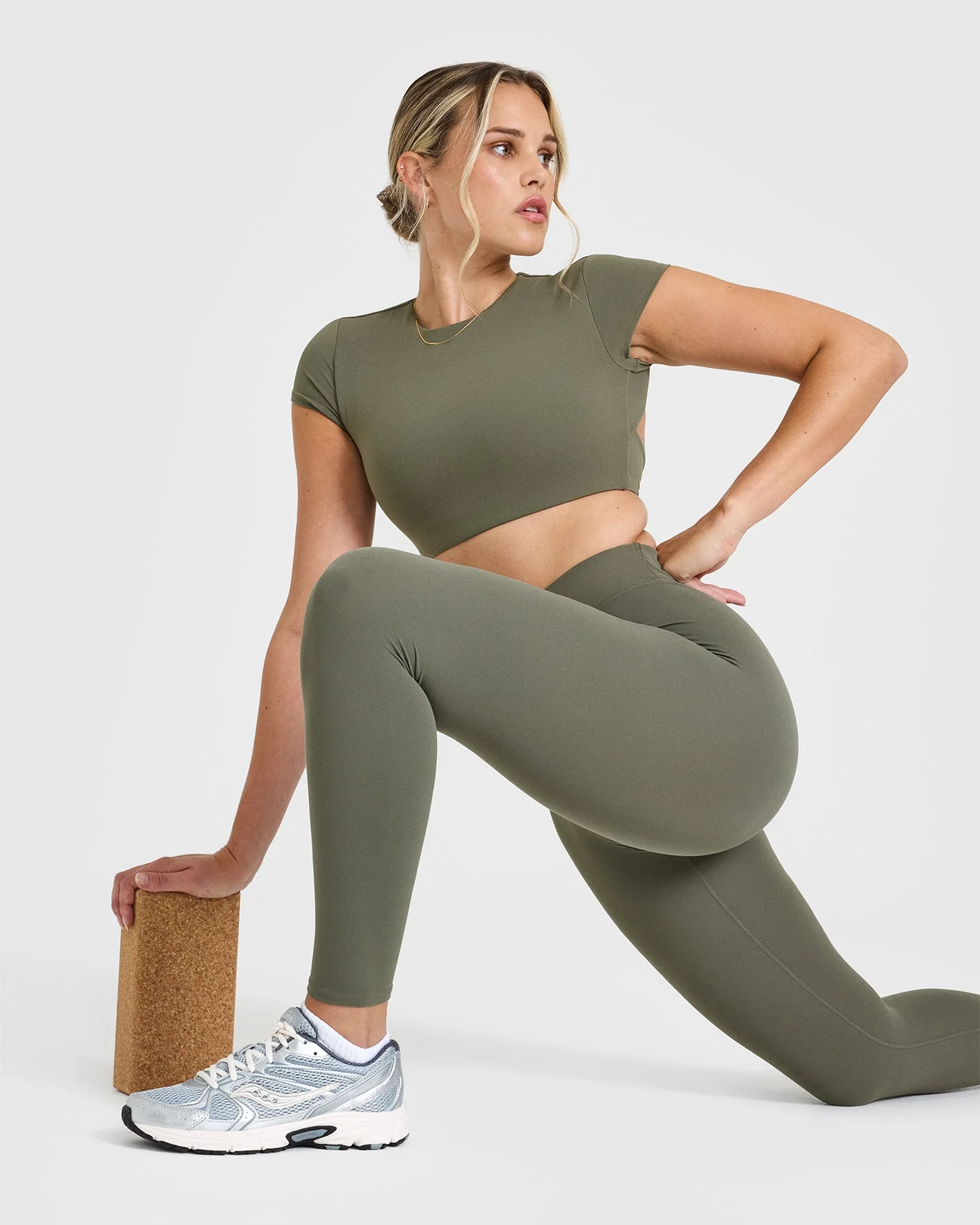 SoftMotion™ Leggings with White Logo | Alpine Green - Image 6