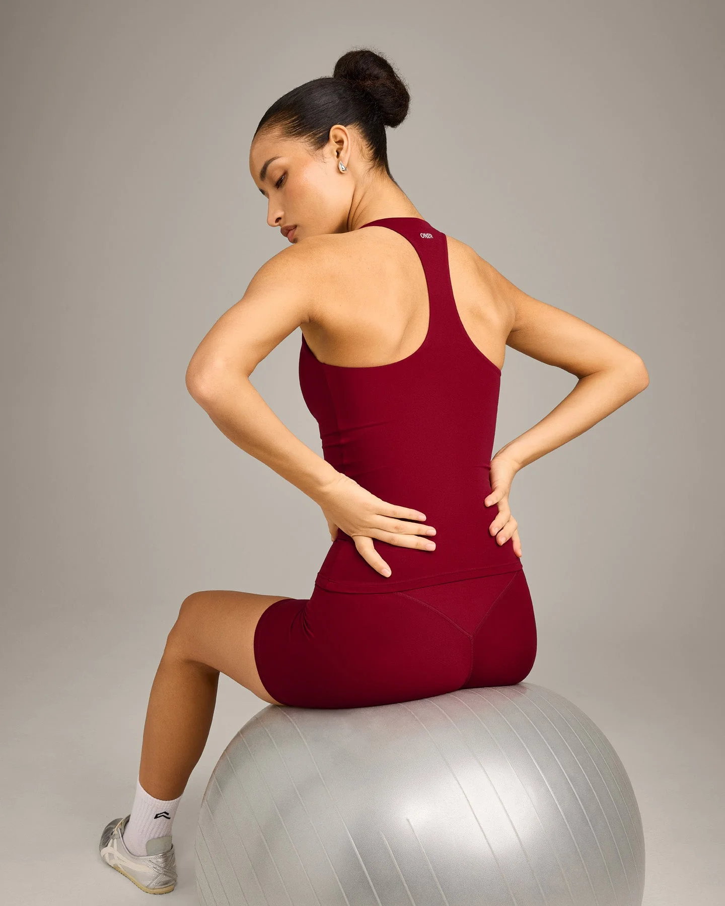 SoftMotion™ Racer Back Vest with Built in Bra Shelf with Grey Logo | Ruby Red - Image 6