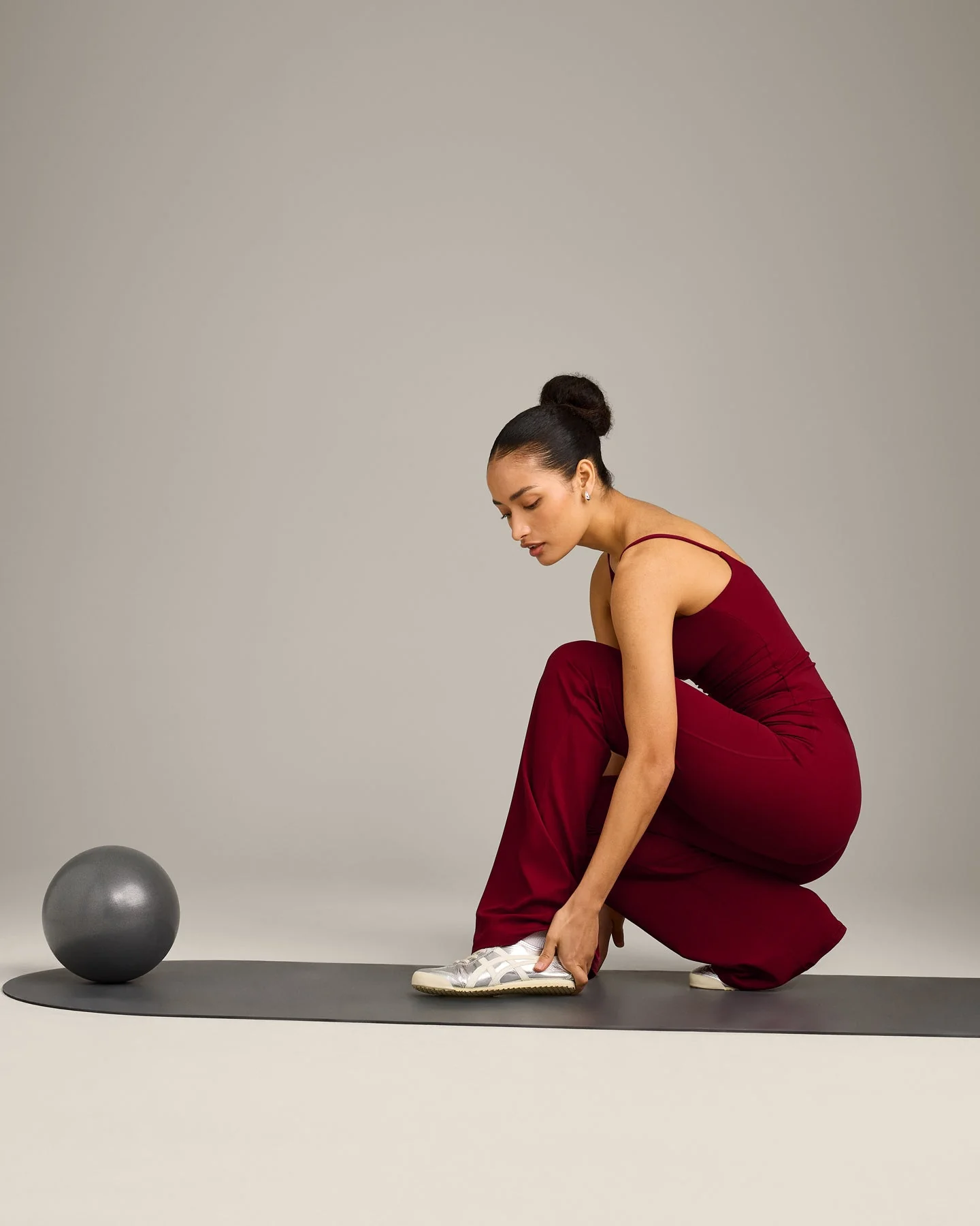 SoftMotion™ Strappy Vest with Built in Bra Shelf with Grey Logo | Ruby Red - Image 3